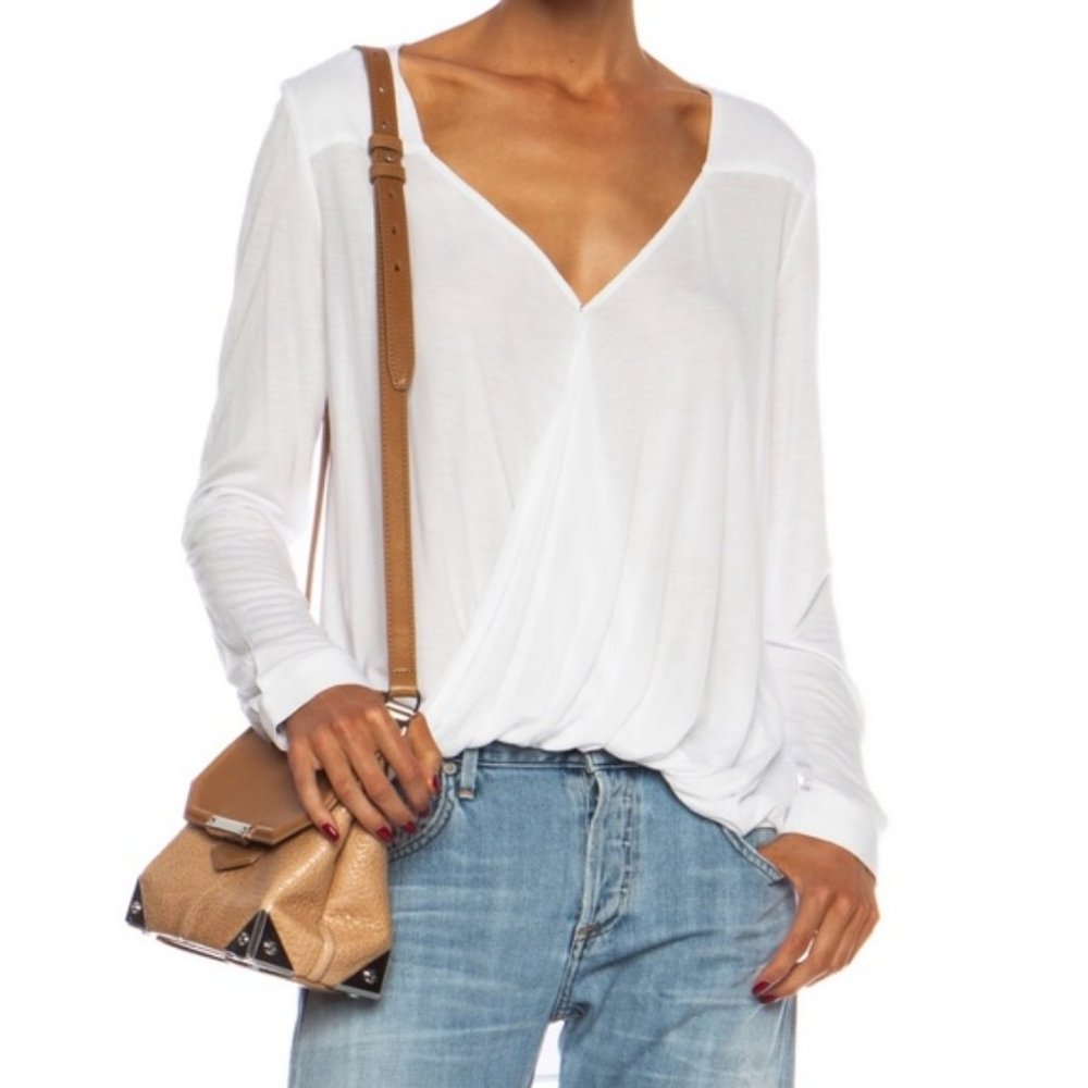 Derek Lam 10 Crosby Drape Front Top Oatmeal